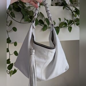Elegant White Leather Hobo Bag